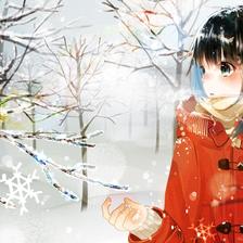 雪和蝴蝶插画图片壁纸