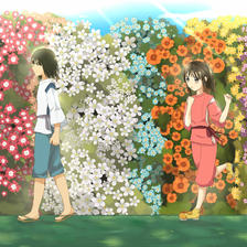 Boy, Girl and Flower插画图片壁纸