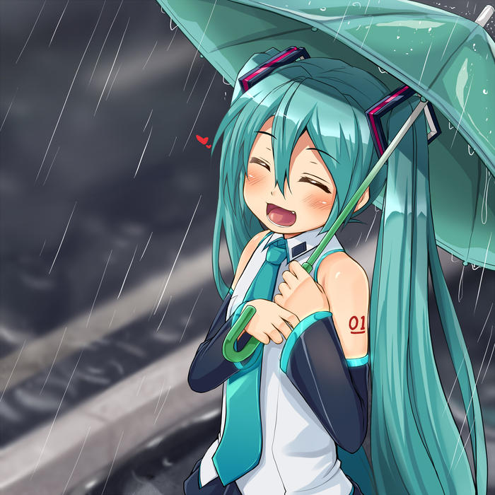 VOCALOID小美和雨中散步插画图片壁纸