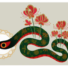 蛇和花插画图片壁纸
