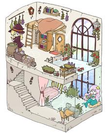魔女与人鱼的合租屋插画图片壁纸