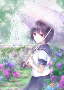 雨天的紫阳花插画图片壁纸
