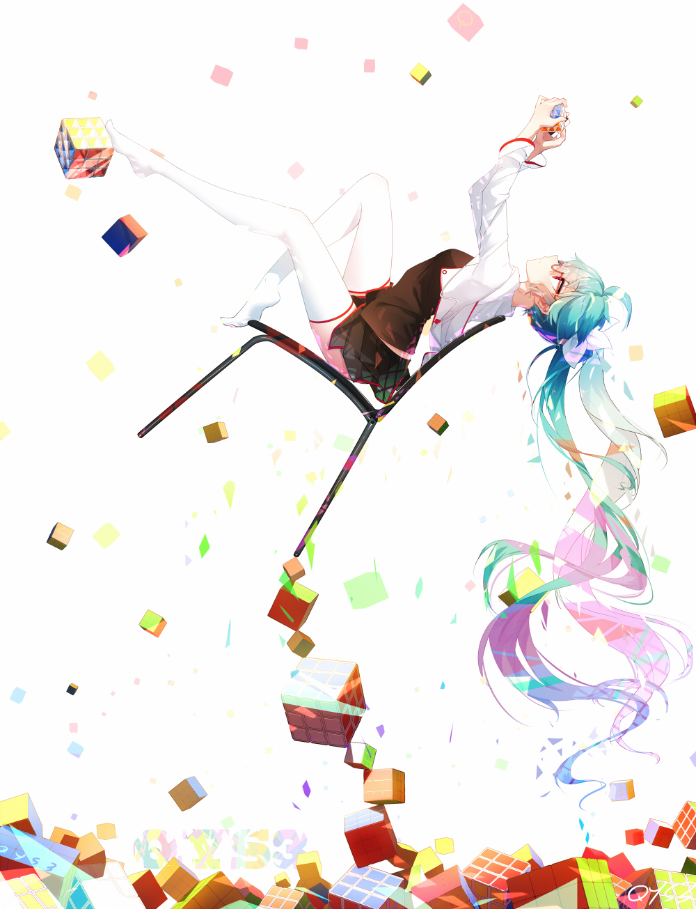 miku 魔方插画图片壁纸