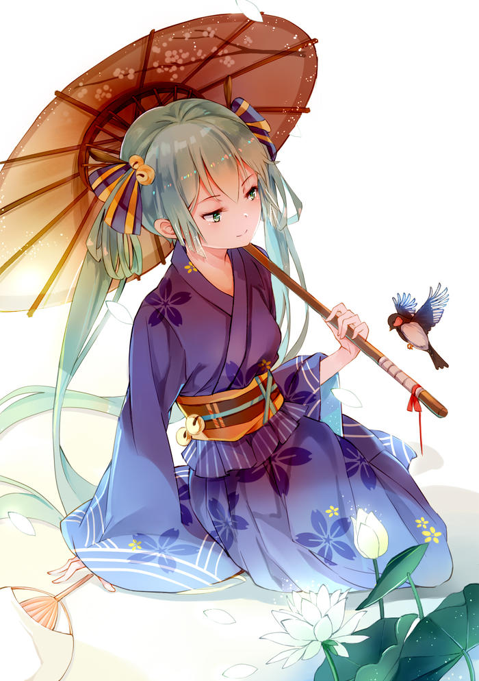 MIKU 傘插画图片壁纸