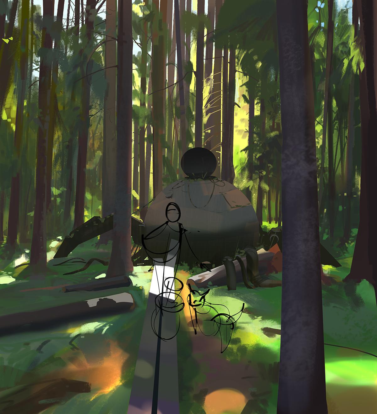Path of Miranda_forest walk插画图片壁纸