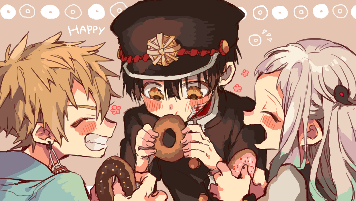 大家一起吃甜甜圈很好吃呢~