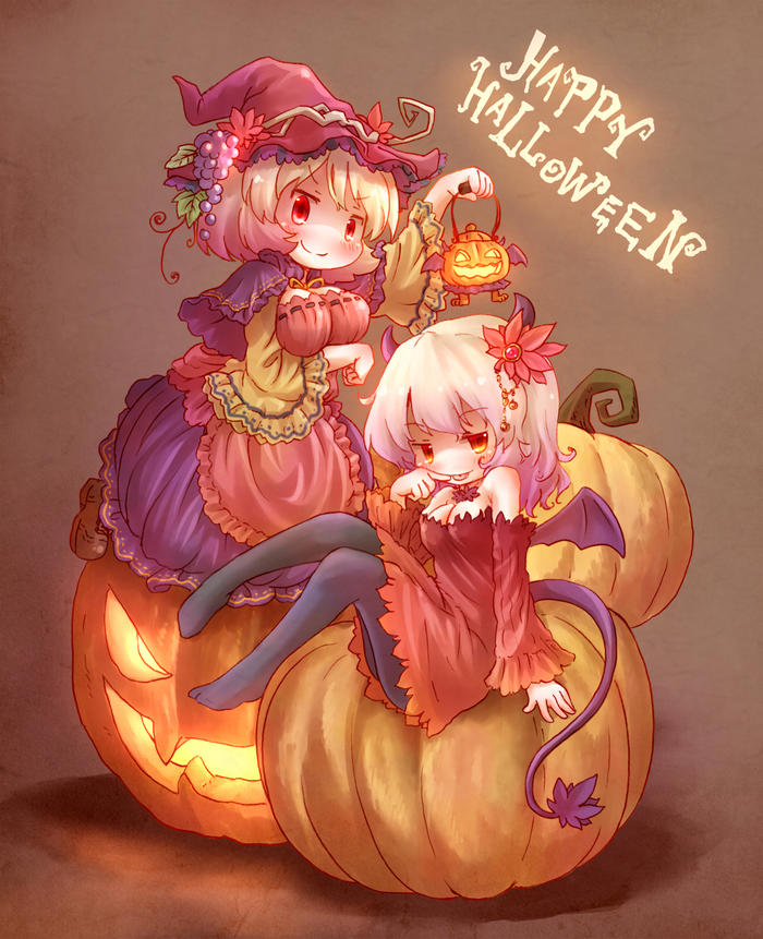 ハロウィン秋姉妹插画图片壁纸