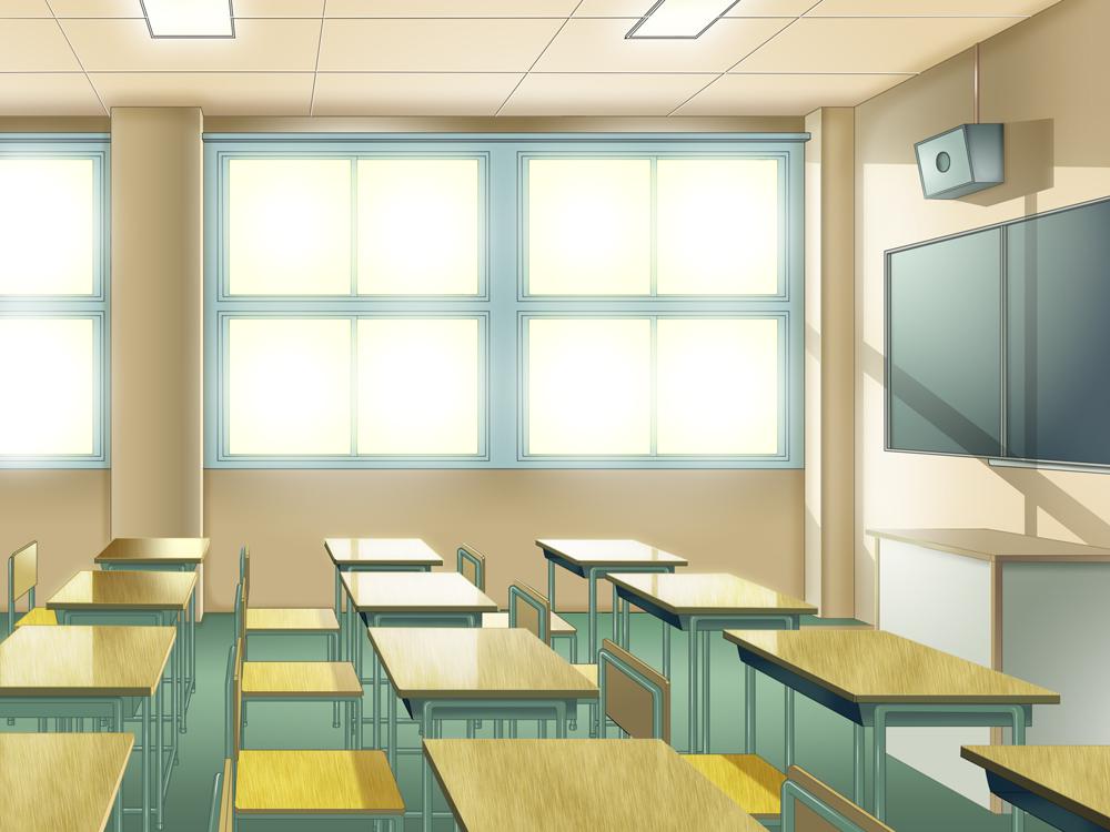 教室白天和晚上插画图片壁纸