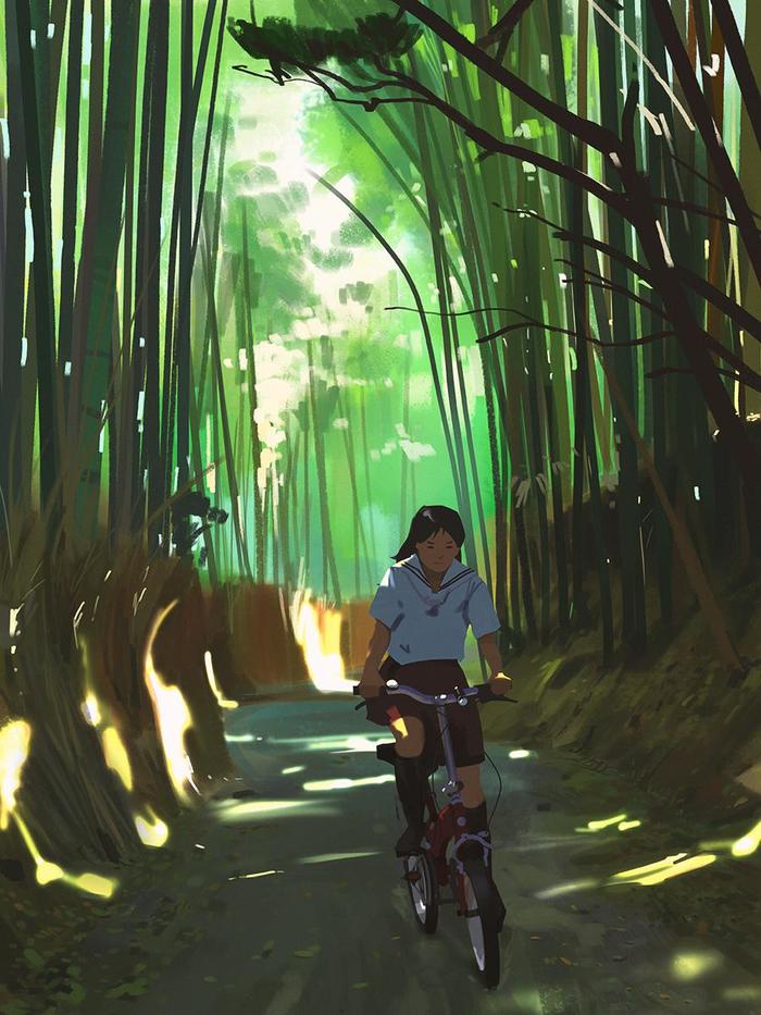 bikeride插画图片壁纸