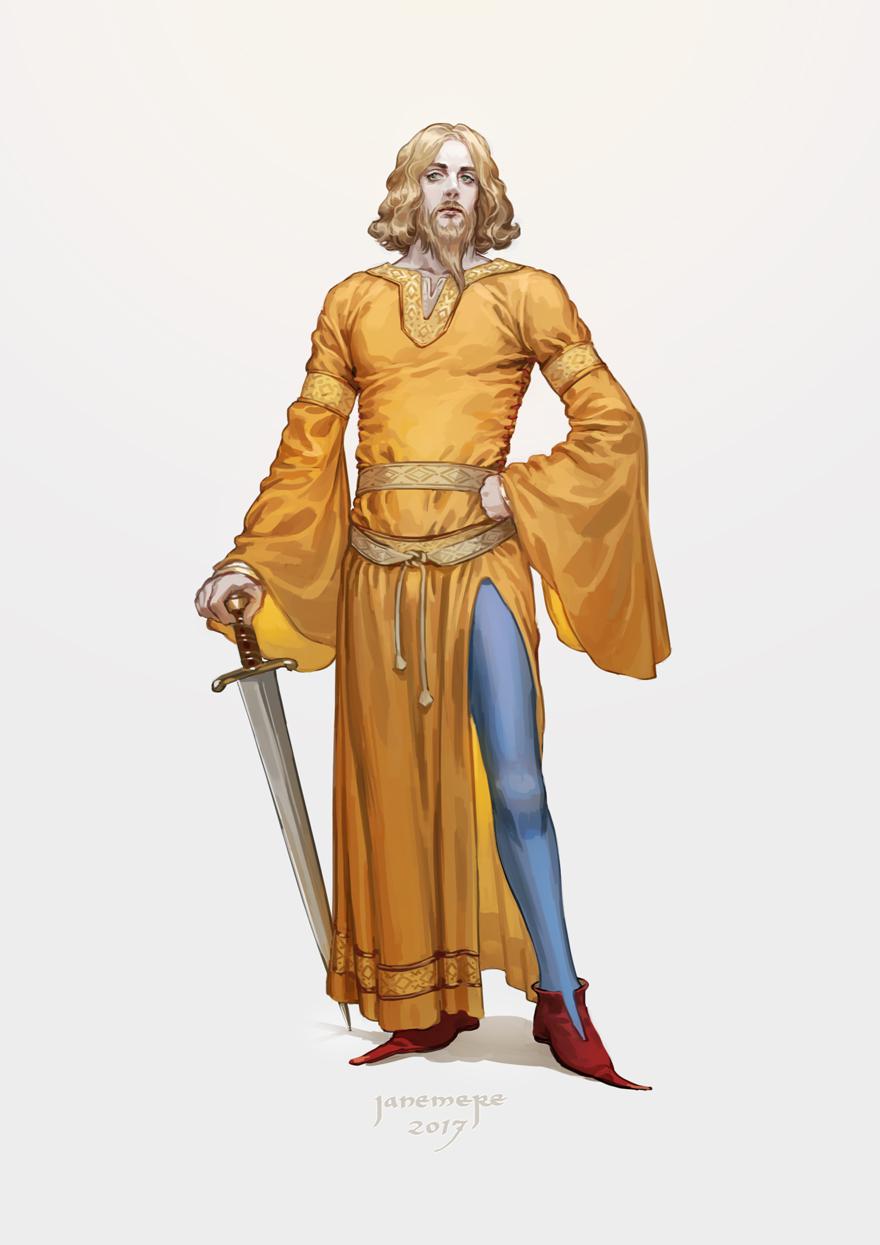 中世纪服装Bliaut插画图片壁纸