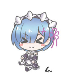 Rem （>w<) Sit Ver插画图片壁纸