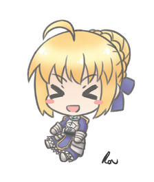 saber （>w<) Sit Ver插画图片壁纸