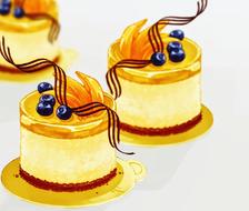 芒果蛋糕-原创插图