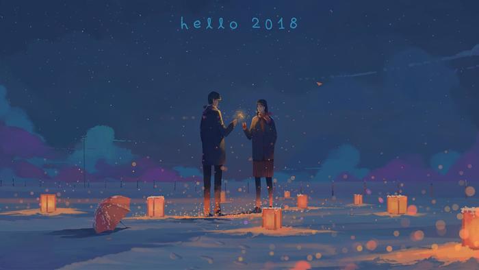hello 2018插画图片壁纸