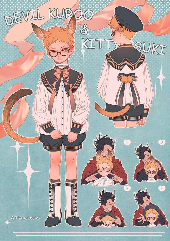 devil Kuroo & kitty Tsuki插画图片壁纸