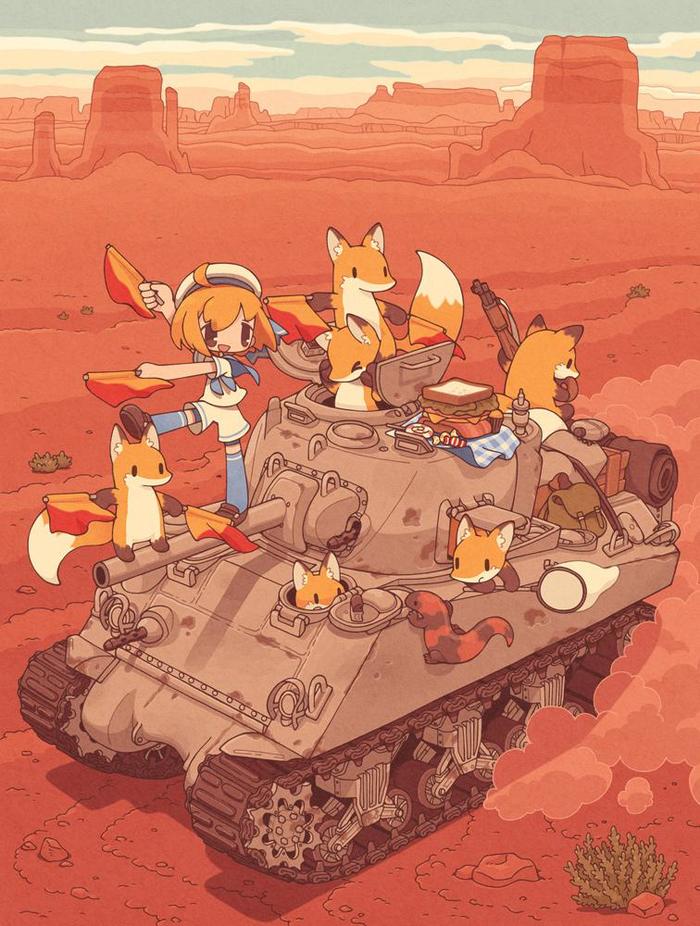 狐狸坦克插画图片壁纸
