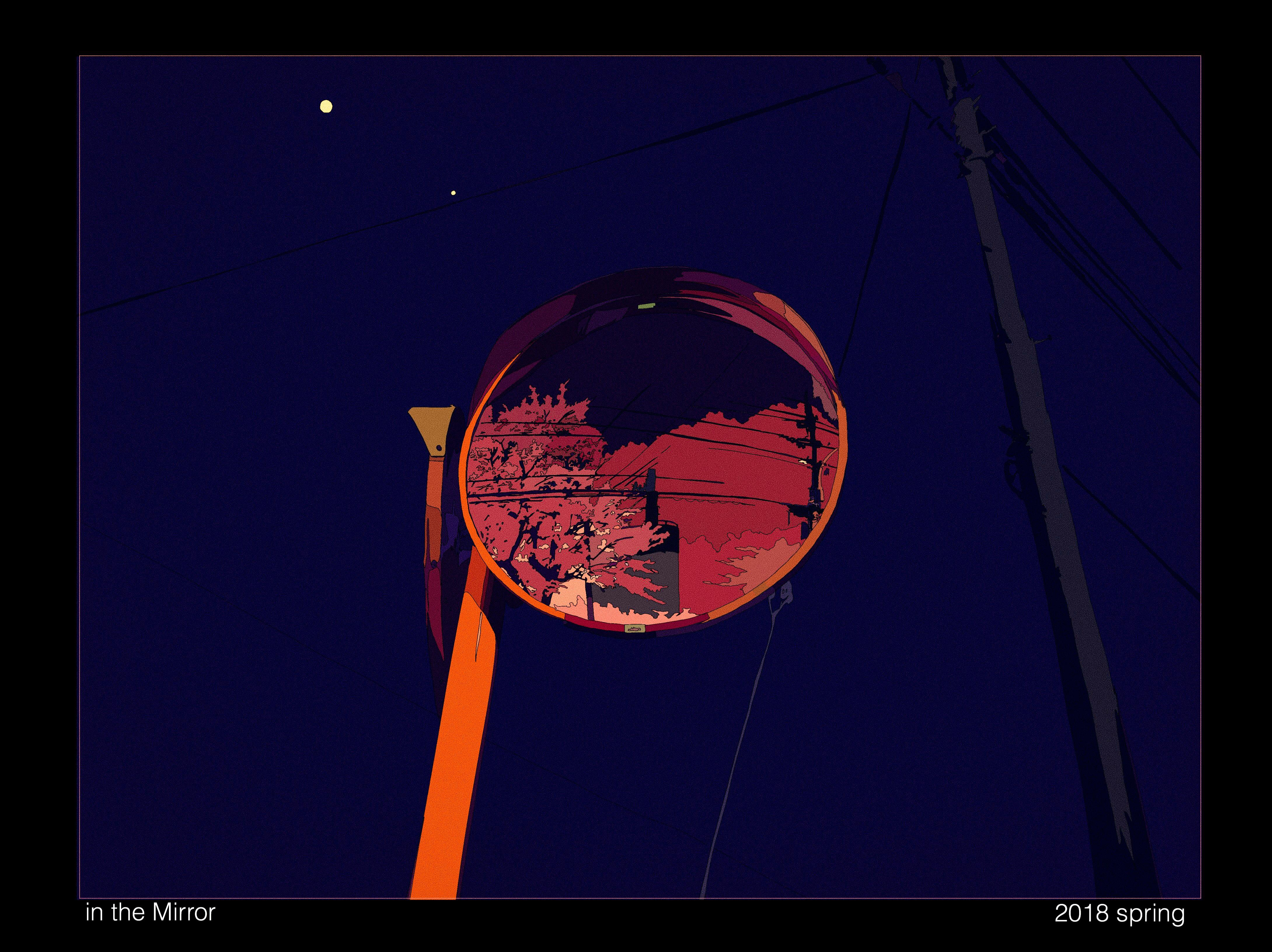 镜子樱花插画图片壁纸