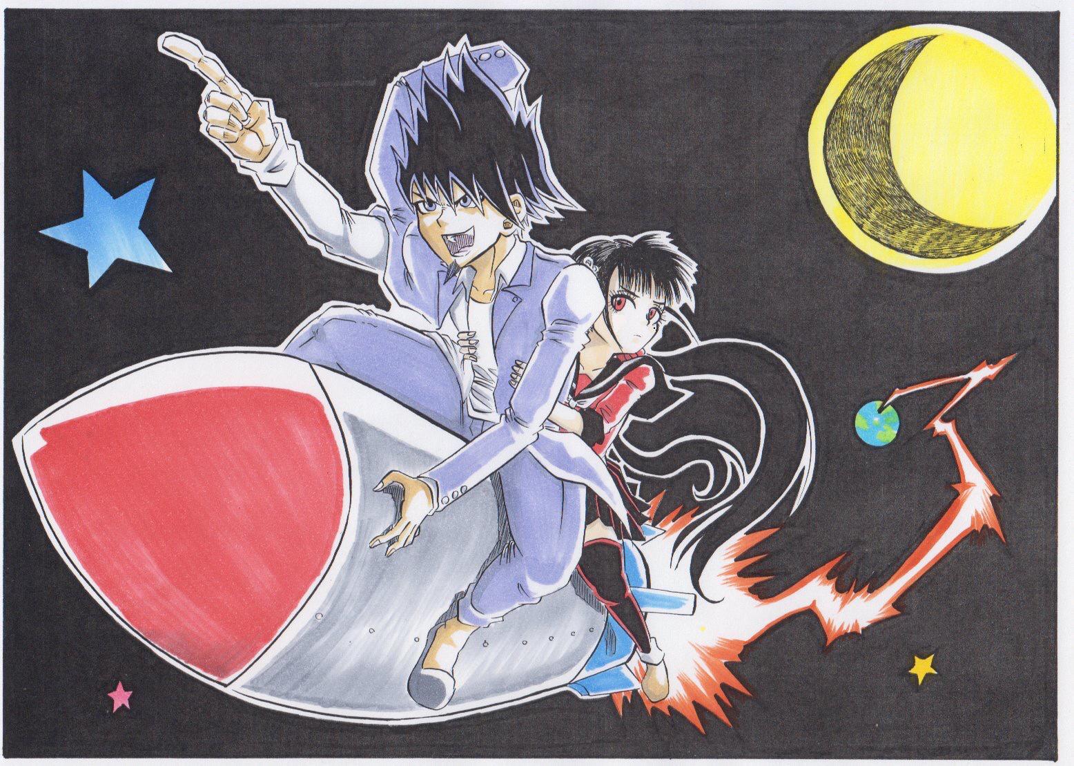 百田君和小春maki的宇宙之旅插画图片壁纸