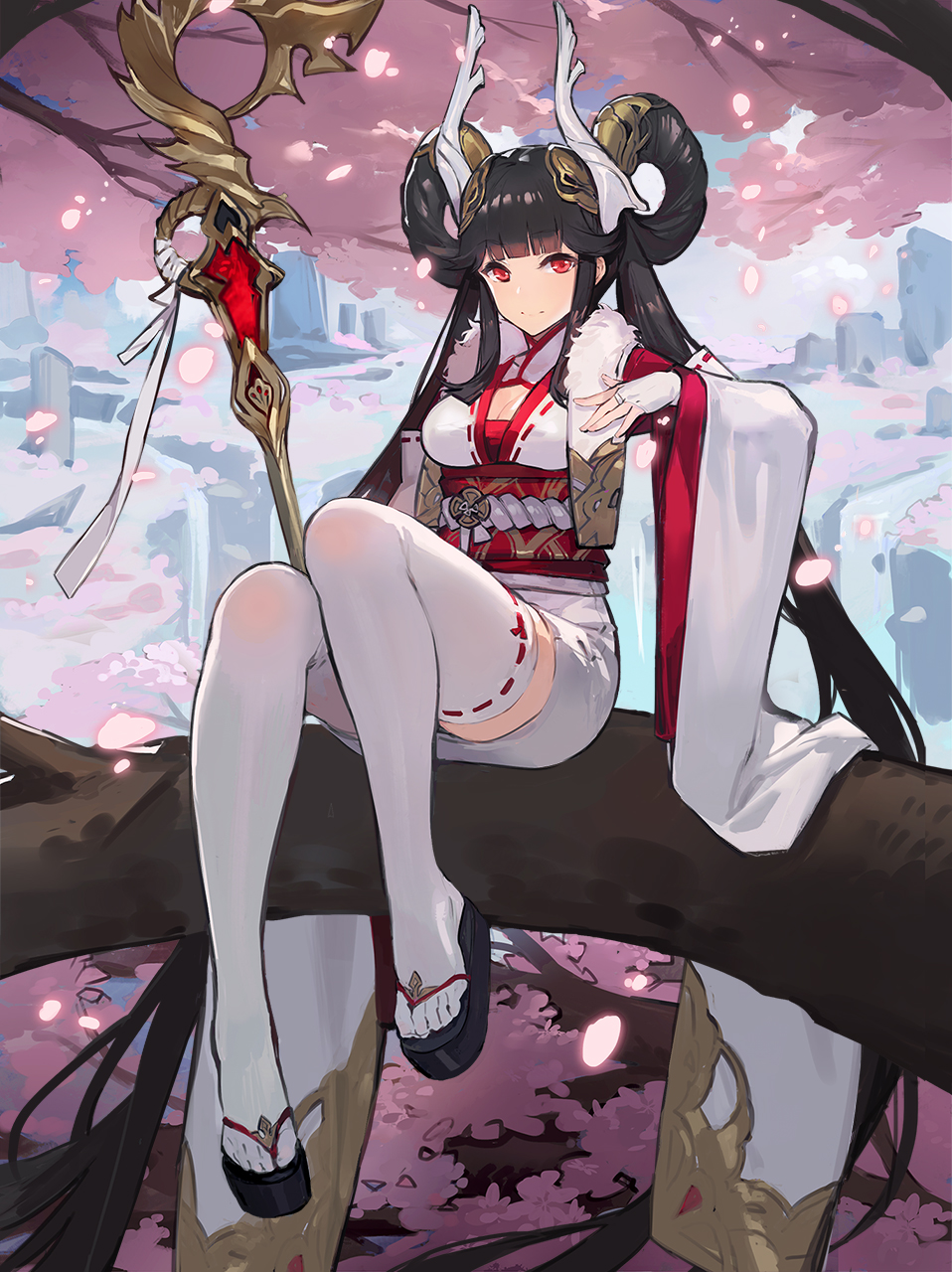 龙之巫女-影之诗白色过膝袜