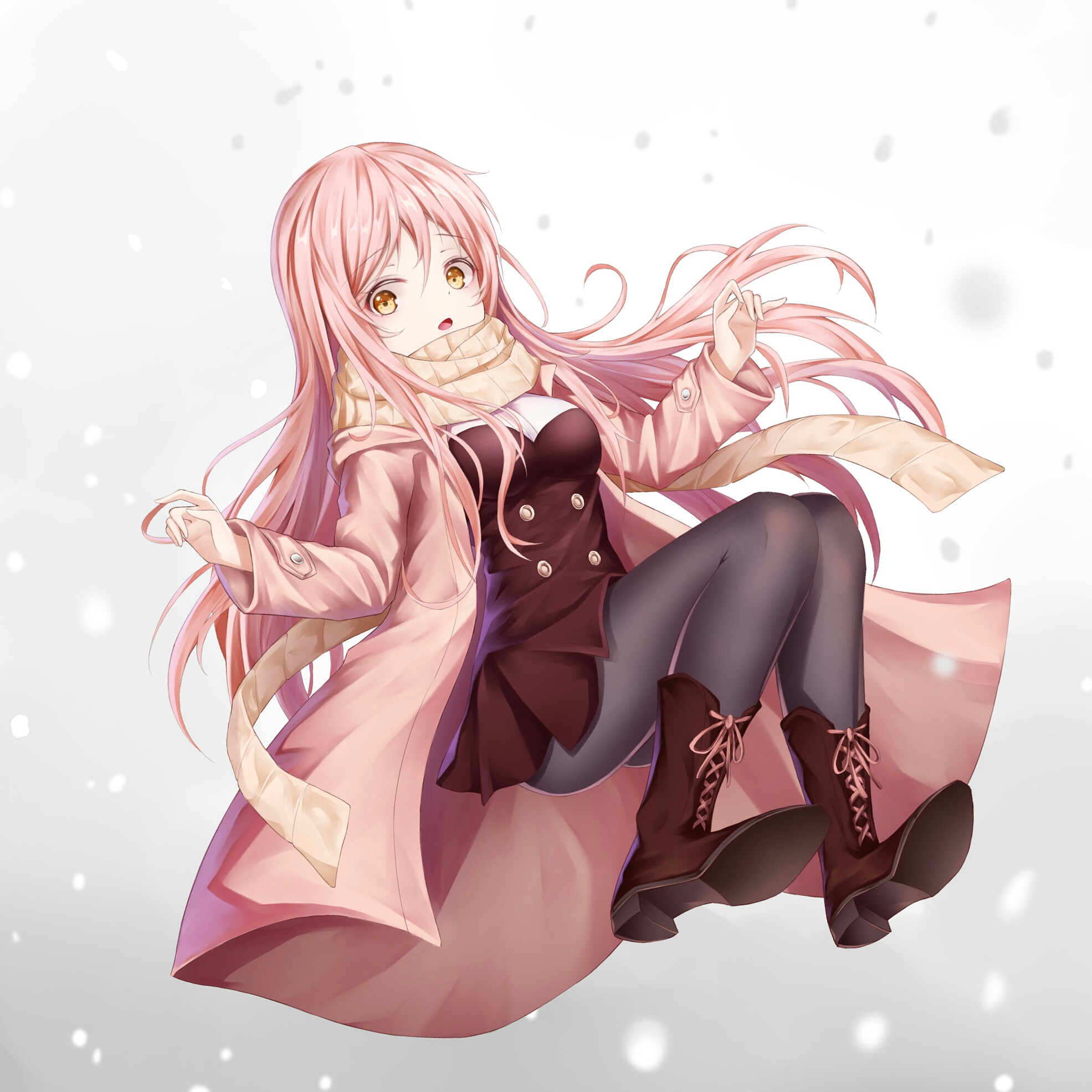 winter girl插画图片壁纸