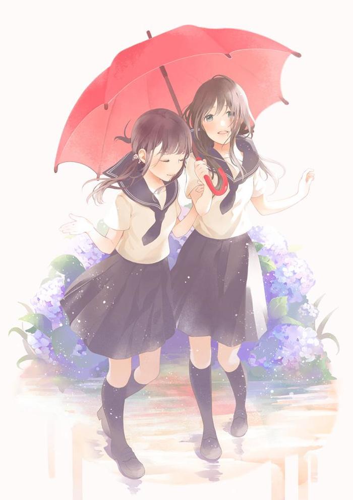 温柔的雨插画图片壁纸