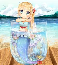 mermaid in glass  插画图片壁纸