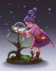 Forest girl插画图片壁纸