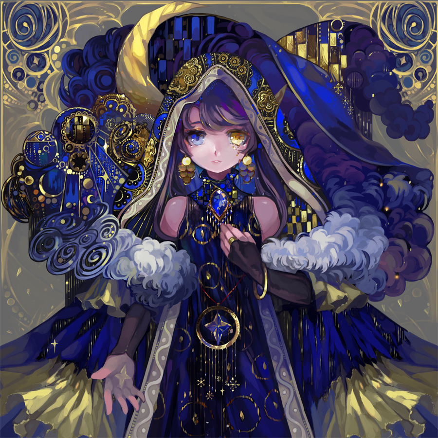 月夜之冬的魔女插画图片壁纸