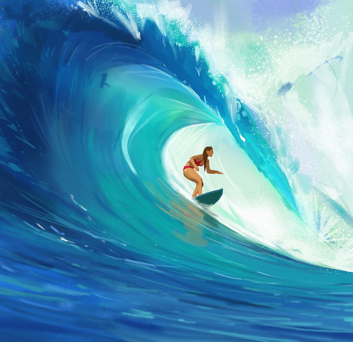 Surfing插画图片壁纸