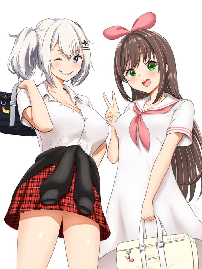 Ai-chan and Luna-chan school ver插画图片壁纸