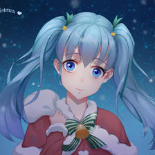 初音圣诞装插画图片壁纸