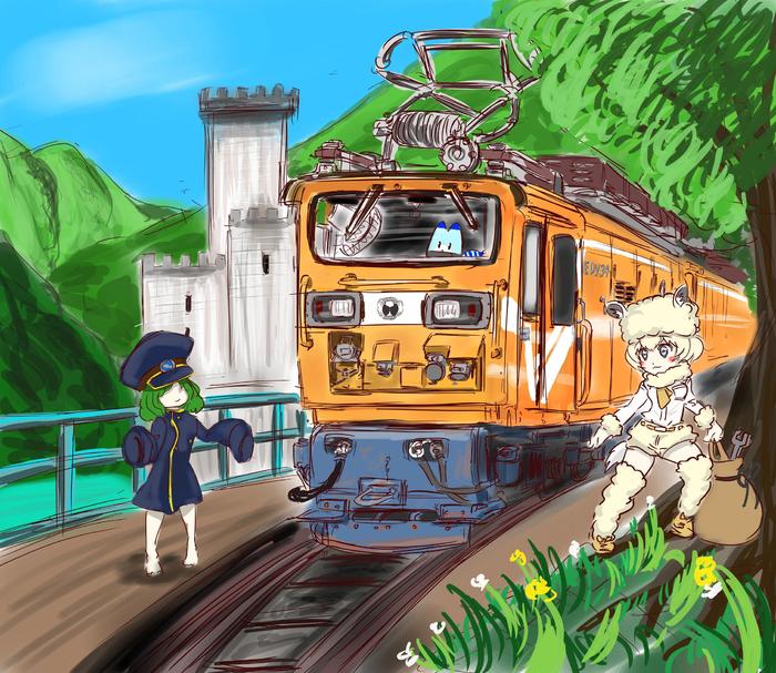 黑部峡谷有轨电车和boss。插画图片壁纸