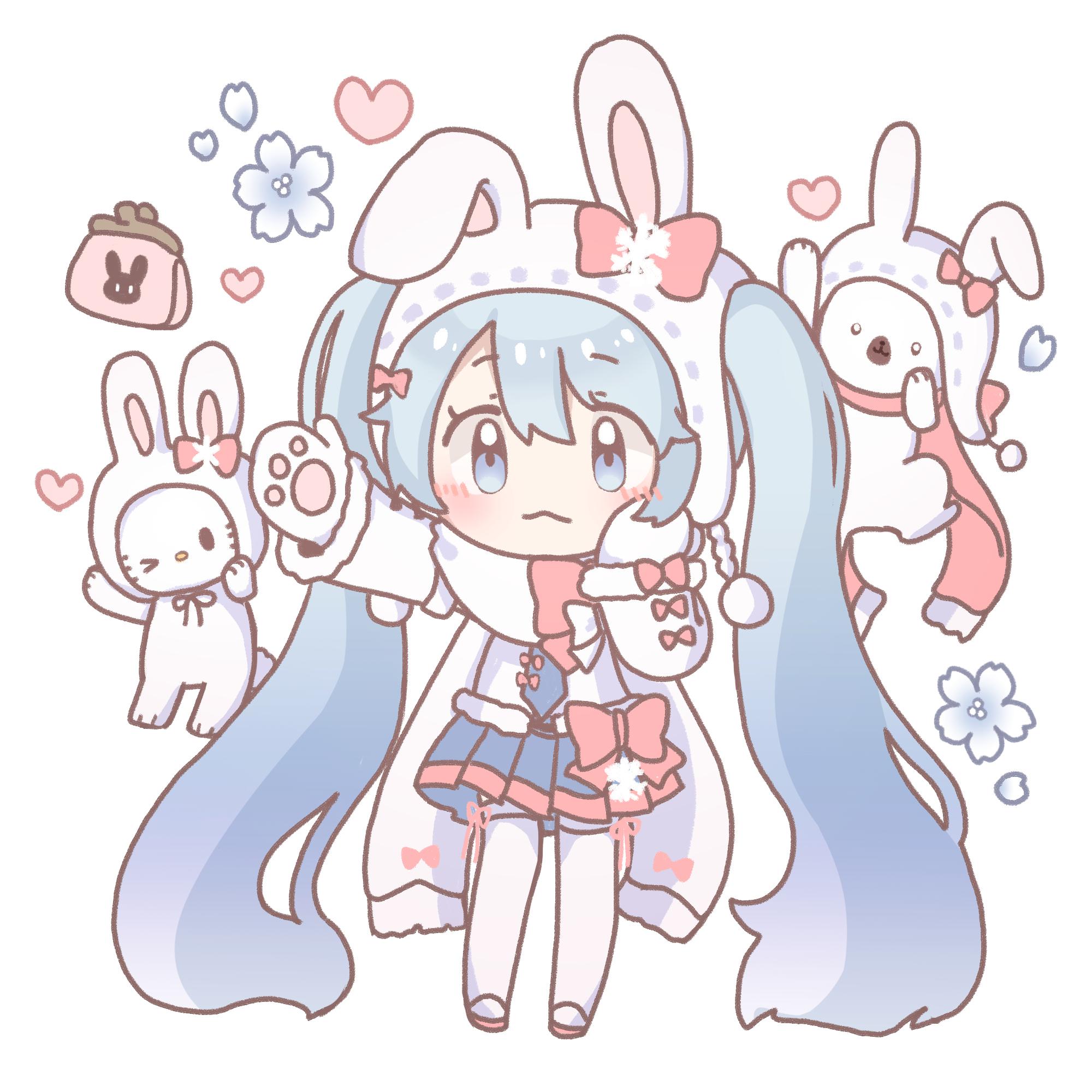 Miku + Kitty插画图片壁纸