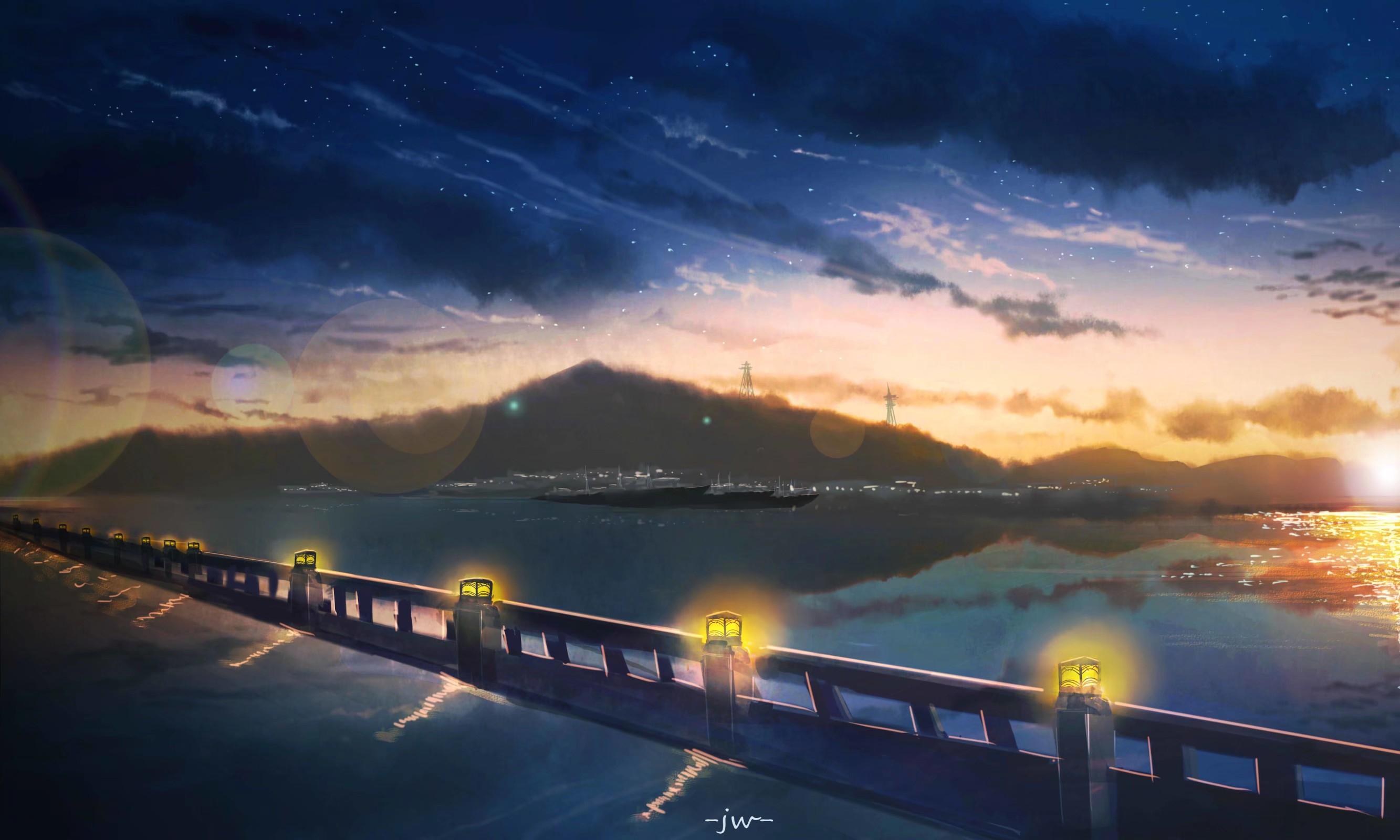 海边街插画图片壁纸