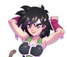 Gine trying Bardock battle suit