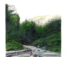 青森的溪流-彩色铅笔画2K
