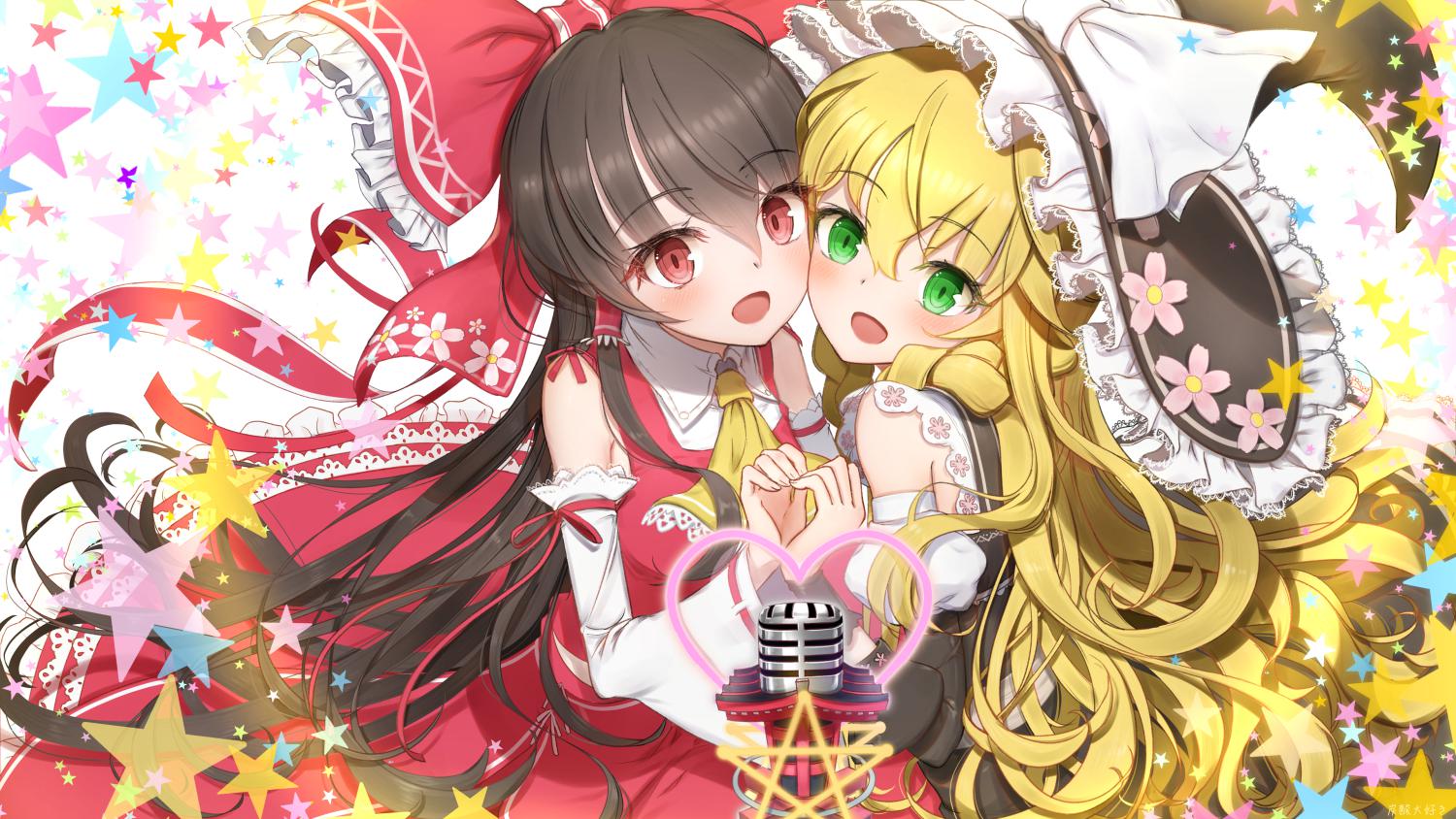 双人卡拉ok插画图片壁纸