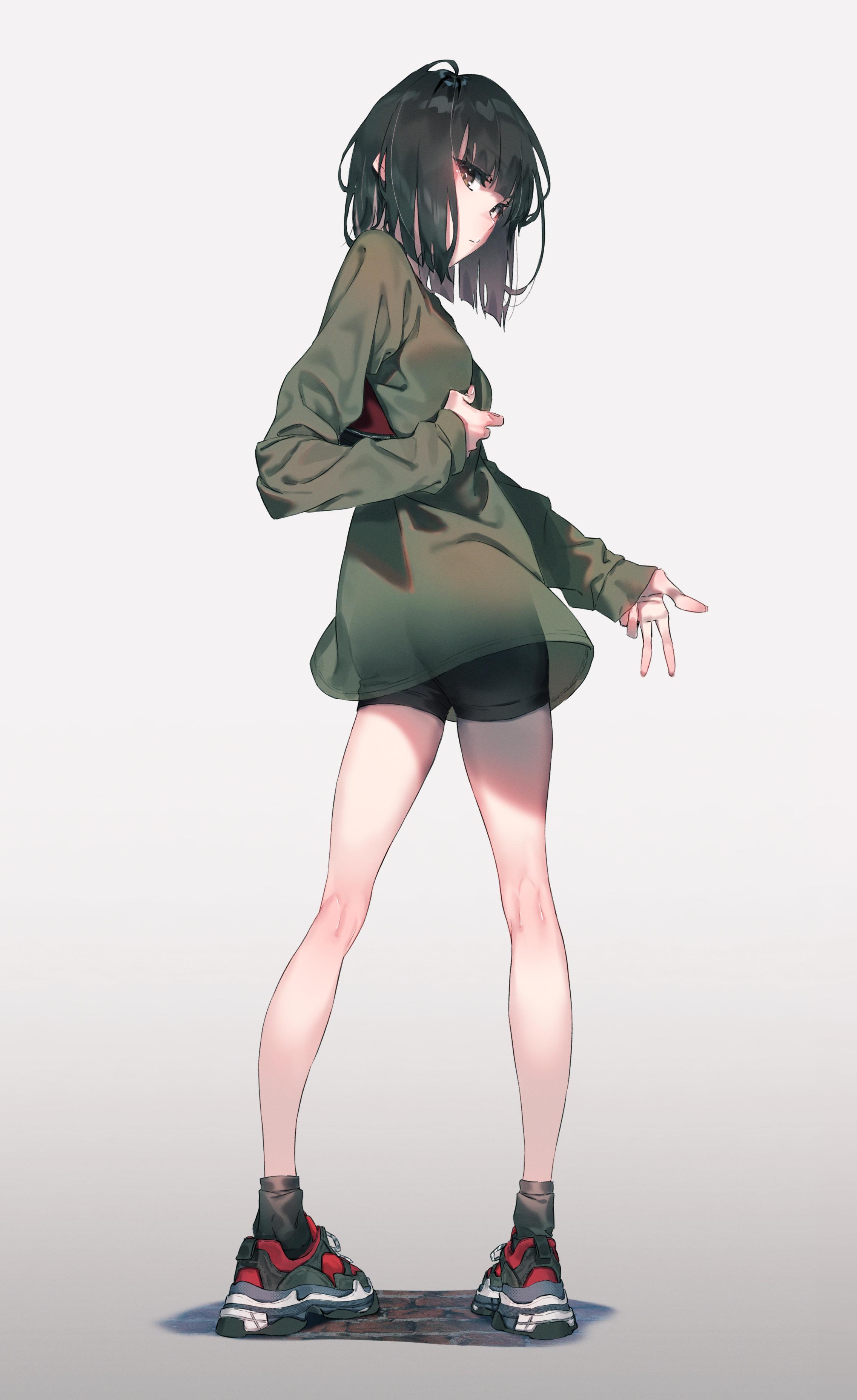 穿短裤的女孩插画图片壁纸