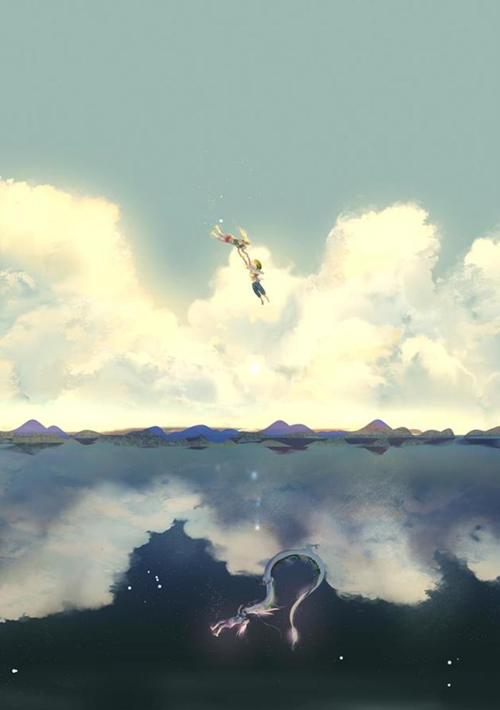 Ghibli sky插画图片壁纸