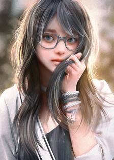Another Girl with Glasses插画图片壁纸