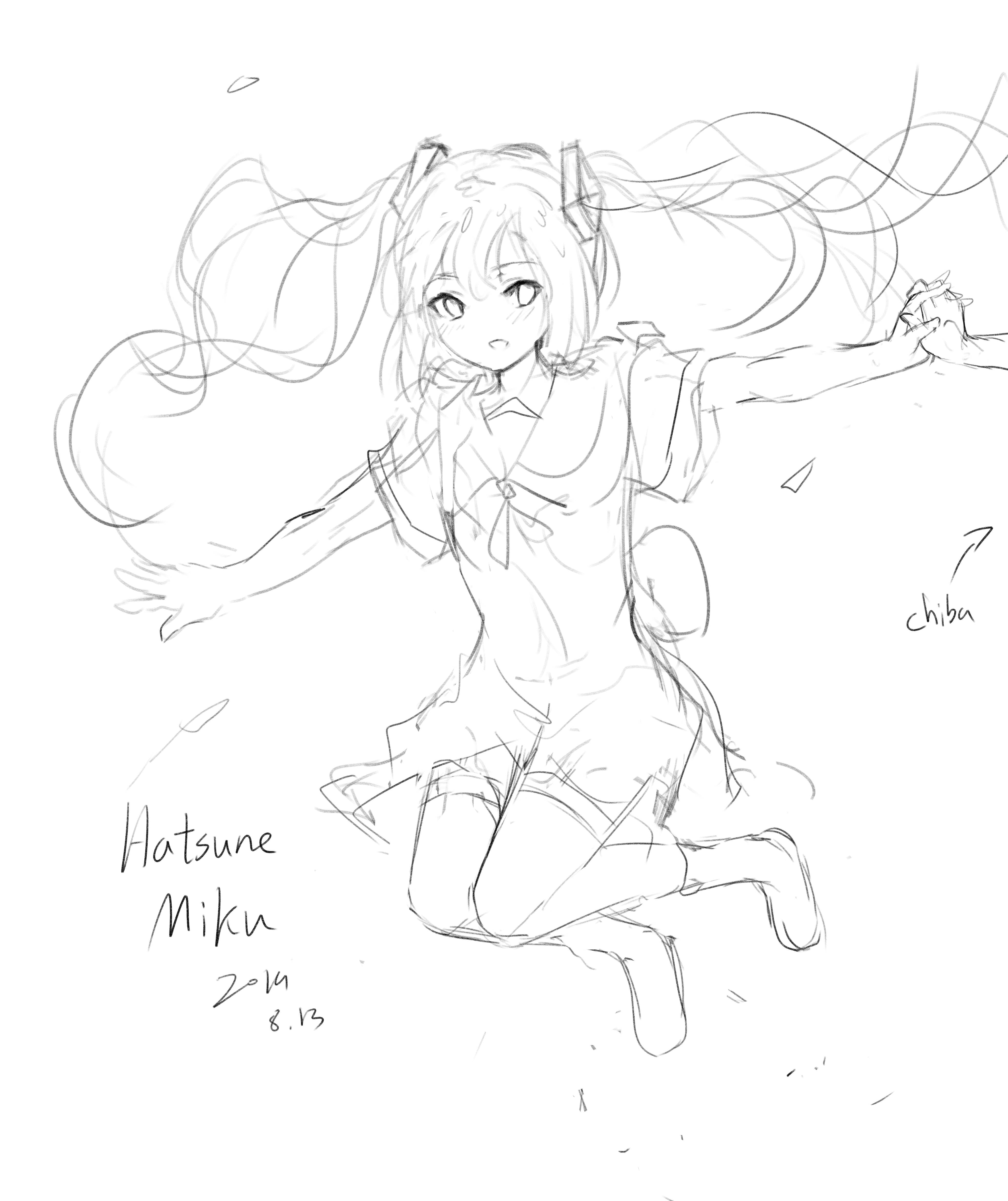 初音与我手牵手（想屁吃插画图片壁纸