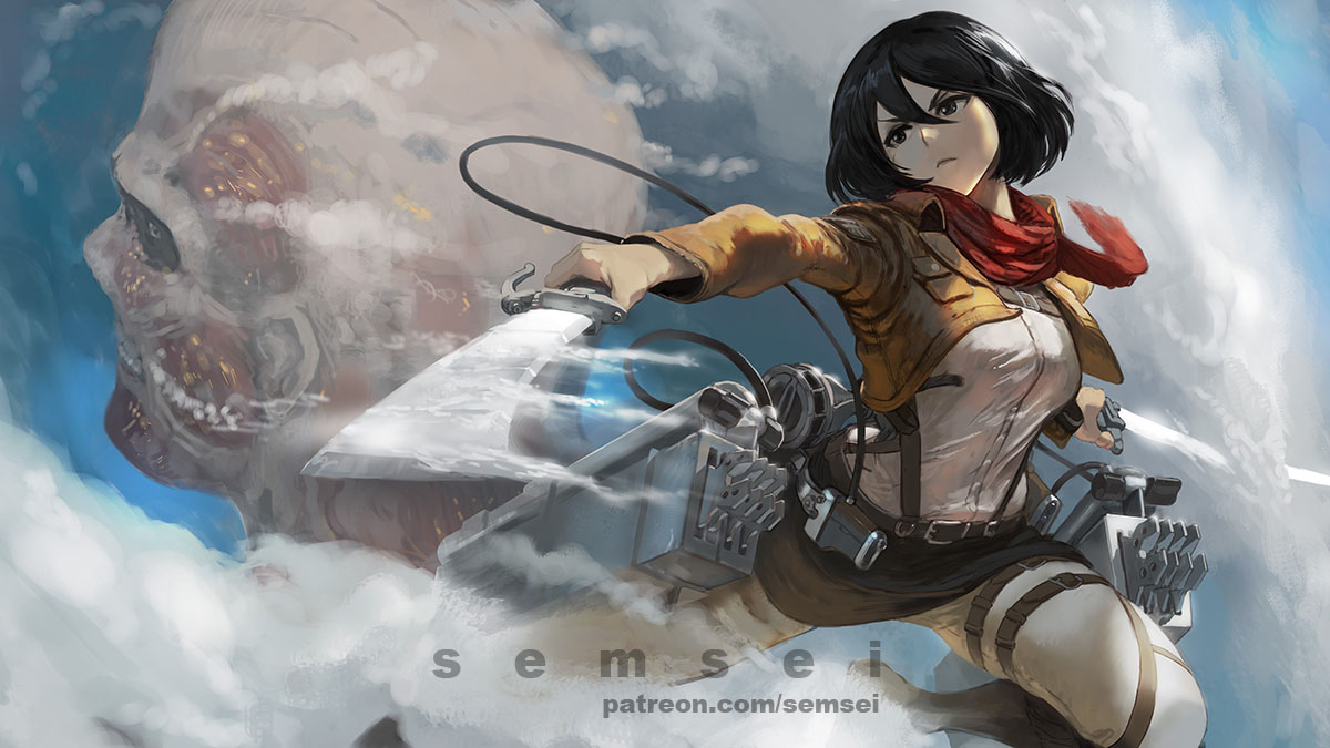 Mikasa三笠·阿克曼（进击巨人）插画图片壁纸