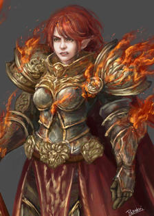 火焰女骑士角色设计插画图片壁纸