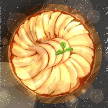 月牙苹果蛋糕插画图片壁纸