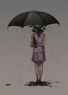 黑伞少女插画图片壁纸