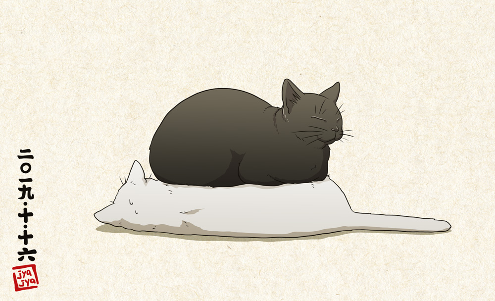 寒冷的日子用猫取暖插画图片壁纸