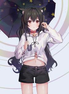 雨伞和少女插画图片壁纸