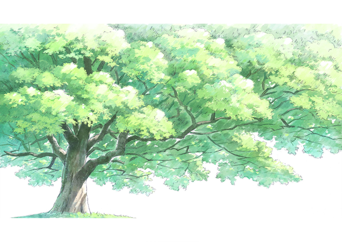木　水彩調2-背景背景美術