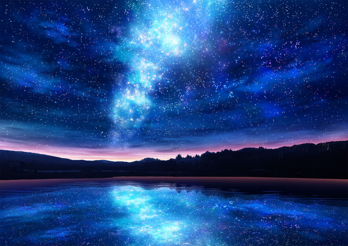 葫芦池星空-背景背景美術