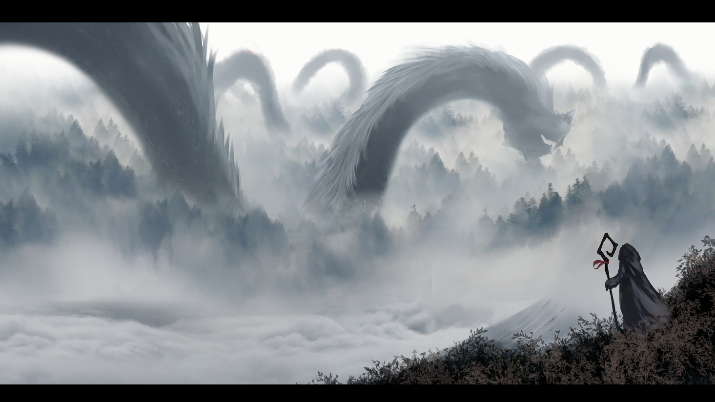 「霧籠り山の神」插画图片壁纸